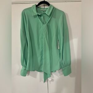Women’s dress shirt, mint green, size medium.